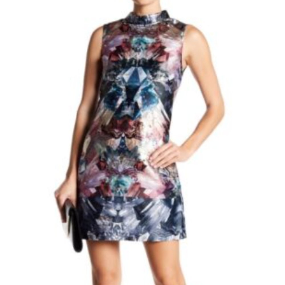 NEW TED BAKER Mirrored Minerals Shift Dress 8 10